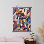 American Football Player Cubist Wall Tapestry Wandteppich Mit Holzrahmen (Schlafzimmer)