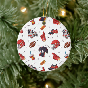 American Football Player Equipment mit Snacks Keramik Ornament