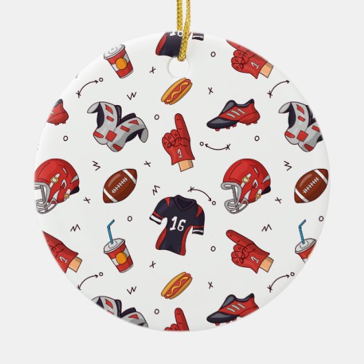 American Football Player Equipment mit Snacks Keramik Ornament (Vorne)