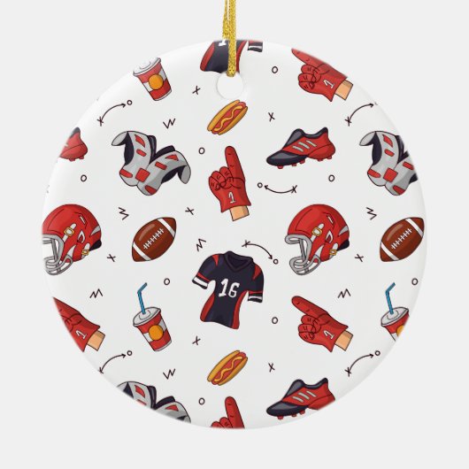American Football Player Equipment mit Snacks Keramik Ornament (Hinten)