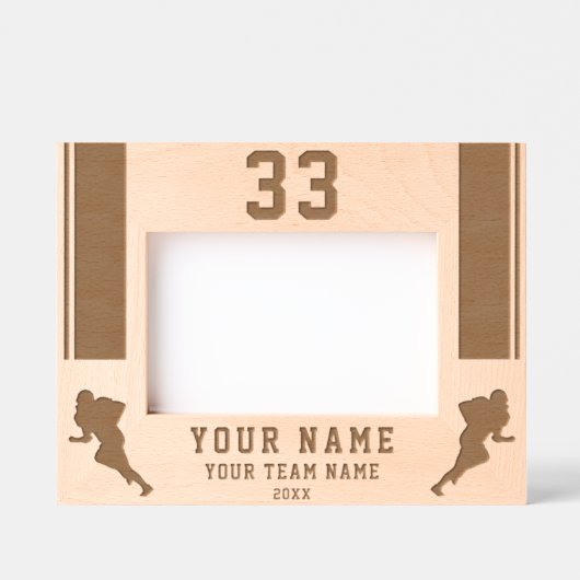 American Football Player Silhouette Sports Geätzte Rahmen (Vorderseite)