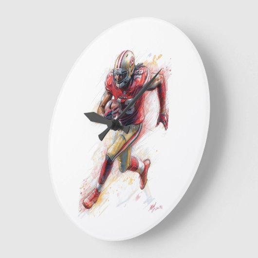 American Football Player spielt mit Ball Poster Große Wanduhr (Winkel)