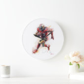 American Football Player spielt mit Ball Poster Große Wanduhr (Zuhause)