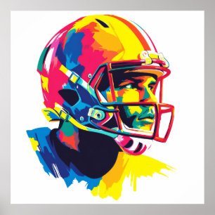 American Football Portrait Illustration Malerei Poster