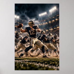 American-Football-Quarterback – Stadion Action Wal Poster