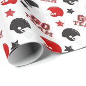 American Football Red and Black Muster Geschenkpapier (Rolleneckpunkt)
