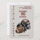 American Football Red & Black Baby Dusche Einladung (Vorderseite)