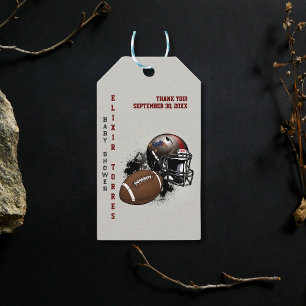 American Football Rot & Schwarz Baby Shower Geschenkanhänger