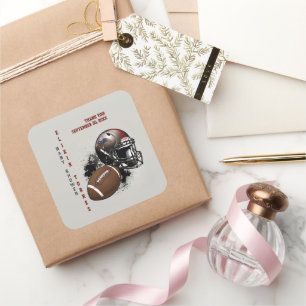 American Football Rot & Schwarz Baby Shower Quadratischer Aufkleber