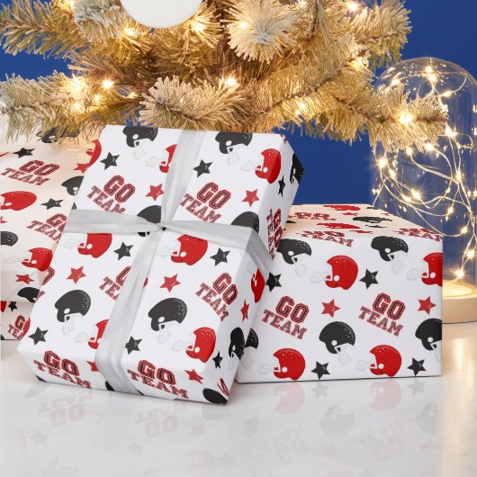 American-Football-Rot-Schwarz-Muster Geschenkpapier (Feiertage)