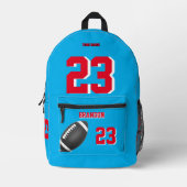 American Football Rucksack Himmelsblau-rote Tasche (Vorderseite)