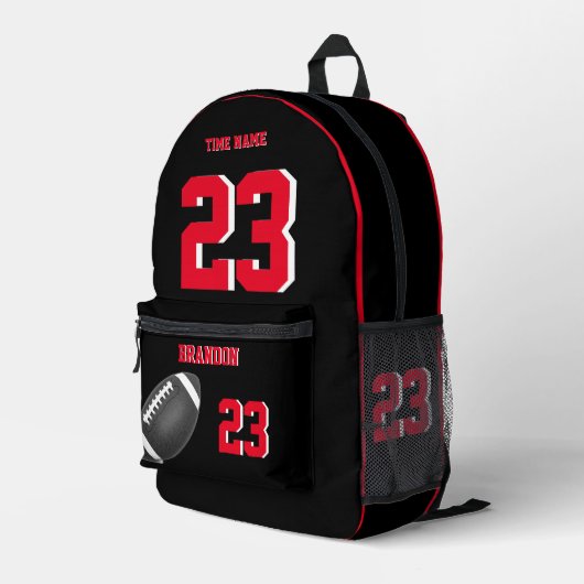American Football Rucksack Schwarz Rot 1 (Rückseitige Ecke Rechts)