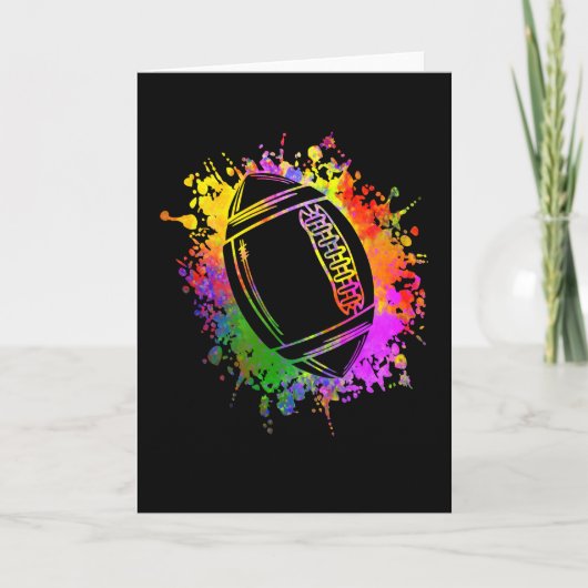 American Football Rugby Watercolor Splashes Karte (Vorderseite)