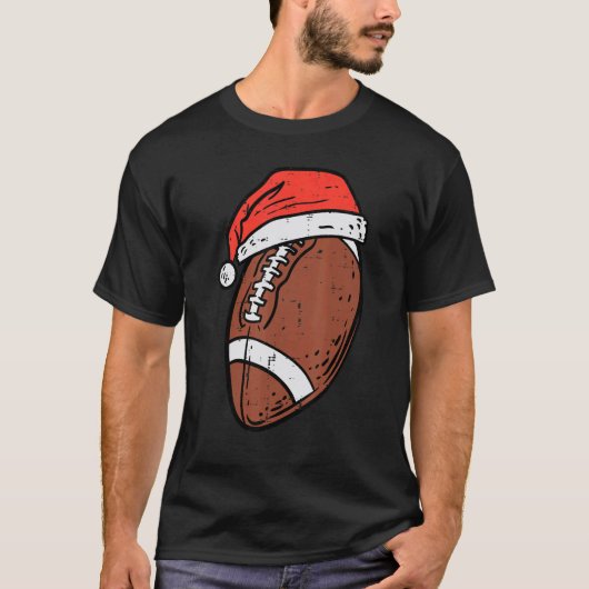 American Football Santa Hat Sports Christmas Xmas T-Shirt (Vorderseite)