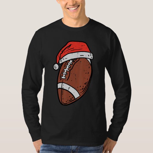 American Football Santa Hat Sports Christmas Xmas T-Shirt (Vorderseite)