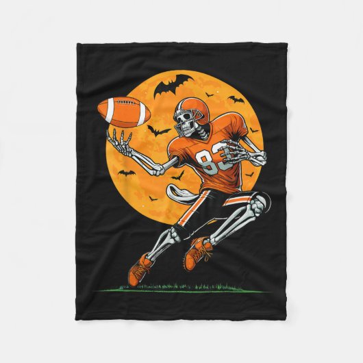 American Football Skeleton Boys Halloween Football Fleecedecke (Vorderseite)