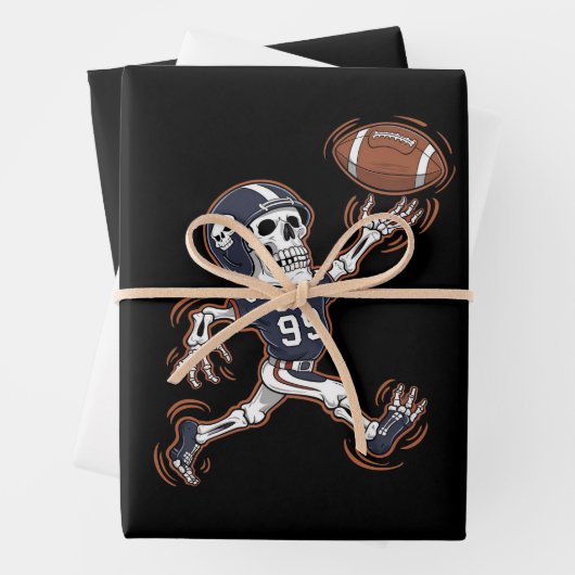 American Football Skeleton Halloween Football Geschenkpapier Set (Beispiel)