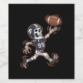 American Football Skeleton Halloween Football Weinetikett (Einzelnes Label)