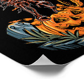 American Football Skeleton Halloween Pumpkin & Bat Poster (Ecke)
