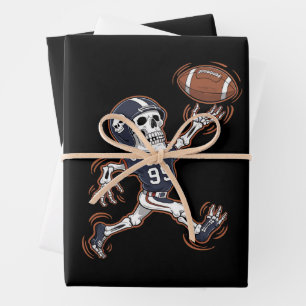 American Football Skelett Halloween Football  Geschenkpapier Set