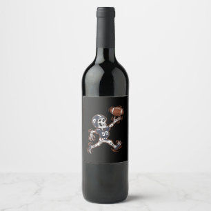 American Football Skelett Halloween Football Weinetikett