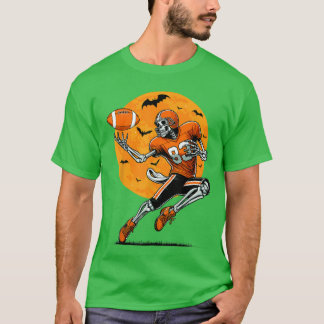 American Football Skelett Jungen Halloween Footbal T-Shirt