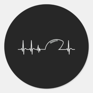 American Football Team Heartbeat Geschenk Runder Aufkleber