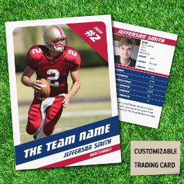 American Football Team Trading Card Red White Blue Telefonnummerkarte