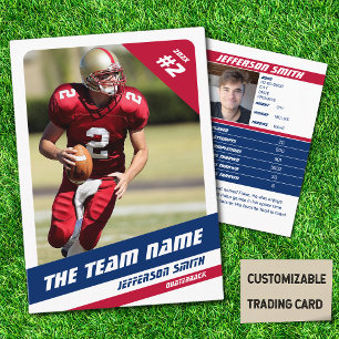 American Football Team Trading Card Red White Blue Telefonnummerkarte