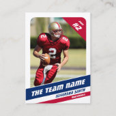 American Football Team Trading Card Red White Blue Telefonnummerkarte (Vorderseite)