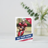 American Football Team Trading Card Red White Blue Telefonnummerkarte (Stehend Vorderseite)