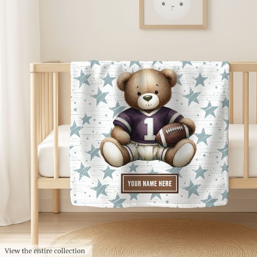 American Football Teddy Blanket for Young Boys Fleecedecke