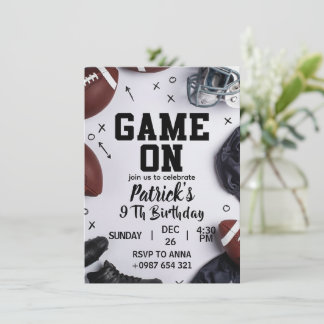 American football–themed birthday invitation einladung