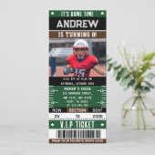 American Football Ticket mit benutzerdefiniertem F Einladung (Stehend Vorderseite)
