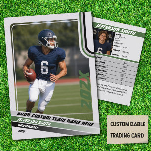 American Football Trading Card Custom Gift Green Telefonnummerkarte