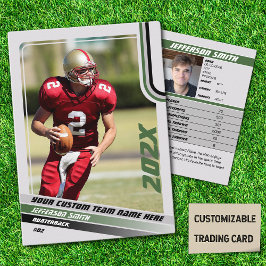 American Football Trading Card Custom Gift Green Telefonnummerkarte