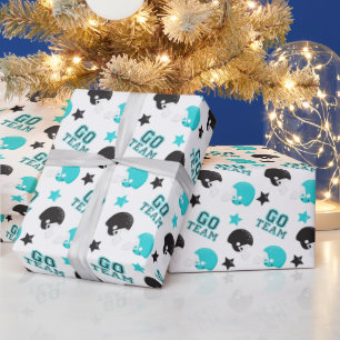 American Football Türkis Blau und Schwarz Muster Geschenkpapier