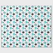 American Football Turquoise Blue and Black Pattern Geschenkpapier (Flach)