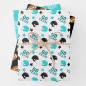 American Football Turquoise und Black Patterns Geschenkpapier Set (Beispiel)