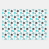 American Football Turquoise und Black Patterns Geschenkpapier Set (Vorderseite)