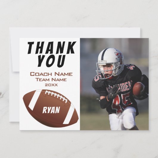 American Football Vielen Dank Coach Foto Card Dankeskarte (Vorderseite)