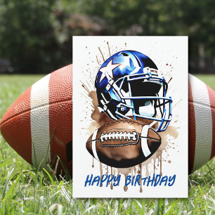 American Football Watercolor Splash Geburtstagskar Karte
