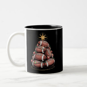 American Football Weihnachtsbaum Xmas Pyjama Zweifarbige Tasse