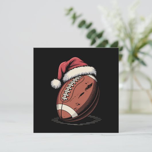 American Football Weihnachtsmannmütze Sports Weihn Einladung (Stehend Vorderseite)
