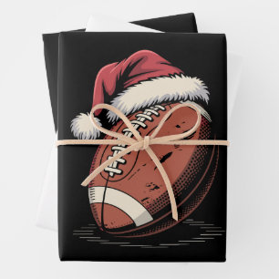 American Football Weihnachtsmannmütze Sports Weihn Geschenkpapier Set