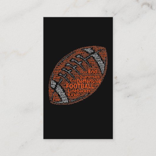 American Football Word Cloud Linemen Verteidigung Visitenkarte (Vorderseite)