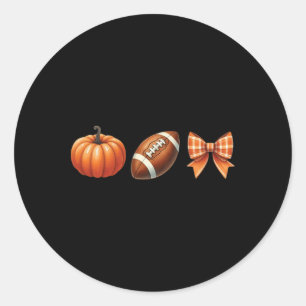 American Footbyll Coquette Bow Pumpkin Thanksgivin Runder Aufkleber