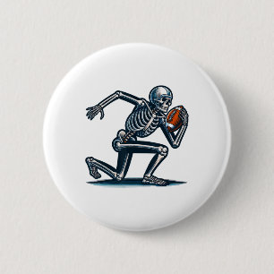 American Footll Skeleton Boys Men Footll Fan Hallo Button