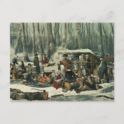 American Forest Scene - Maple Sugaring, 1856 Postkarte (Vorderseite)