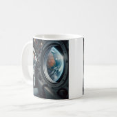 American Foxhound Astronaut in Outer Space Blue Kaffeetasse (Vorderseite Links)